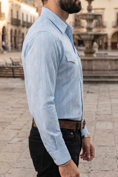 Camisa Vaquera Con Bolsa Azul Cielo