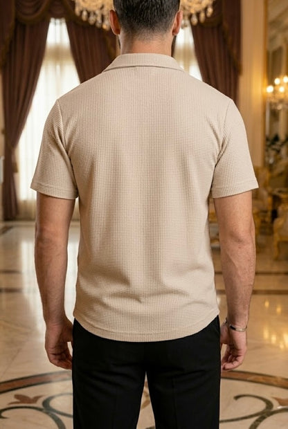 Camisa Manga Corta Lisa Beige OS