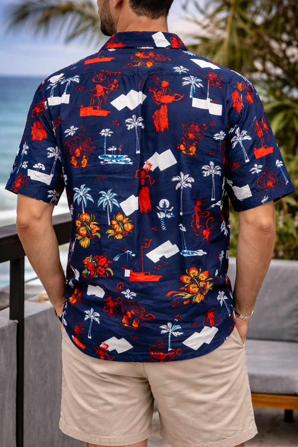 Camisa Manga Corta Azul Vida Marina OVERSIZE