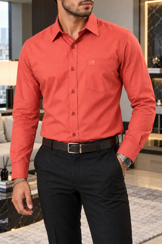 Camisa De Vestir Lisa Rojo Claro