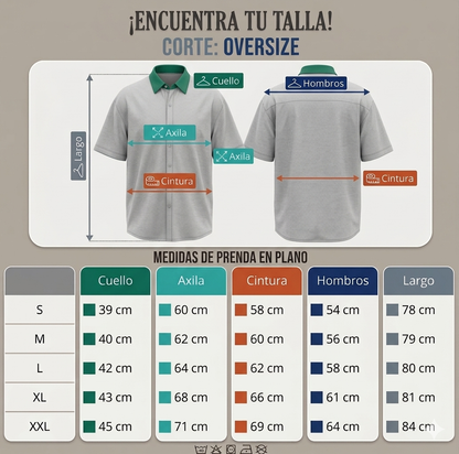 Camisa Manga Corta Blanca Flores Azules OVERSIZE