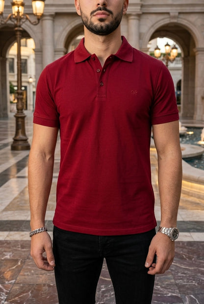 Playera Tipo Polo Rojo Intenso