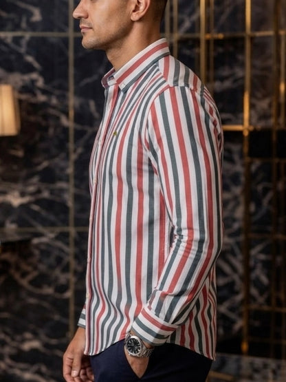 Camisa Manga Larga Rayas Bicolor