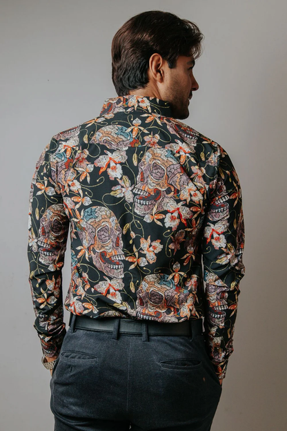 CAMISA HOMBRE, SLIM FIT CAMISA CALAVERA OTOÑAL