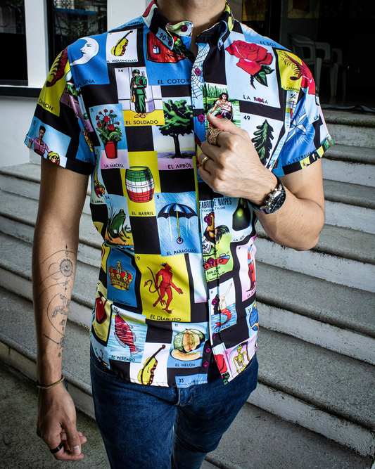 CAMISA HOMBRE CASUAL LOTERÍA MANGA CORTA