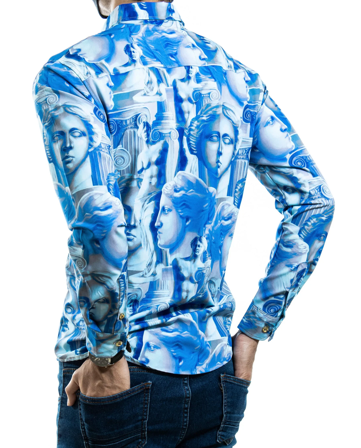 CAMISA HOMBRE ESTATUA RENACENTISTA AZUL SLIM FIT