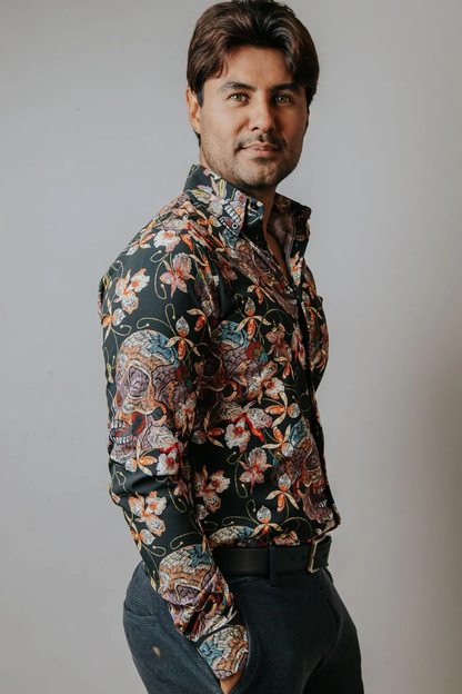 CAMISA HOMBRE, SLIM FIT CAMISA CALAVERA OTOÑAL