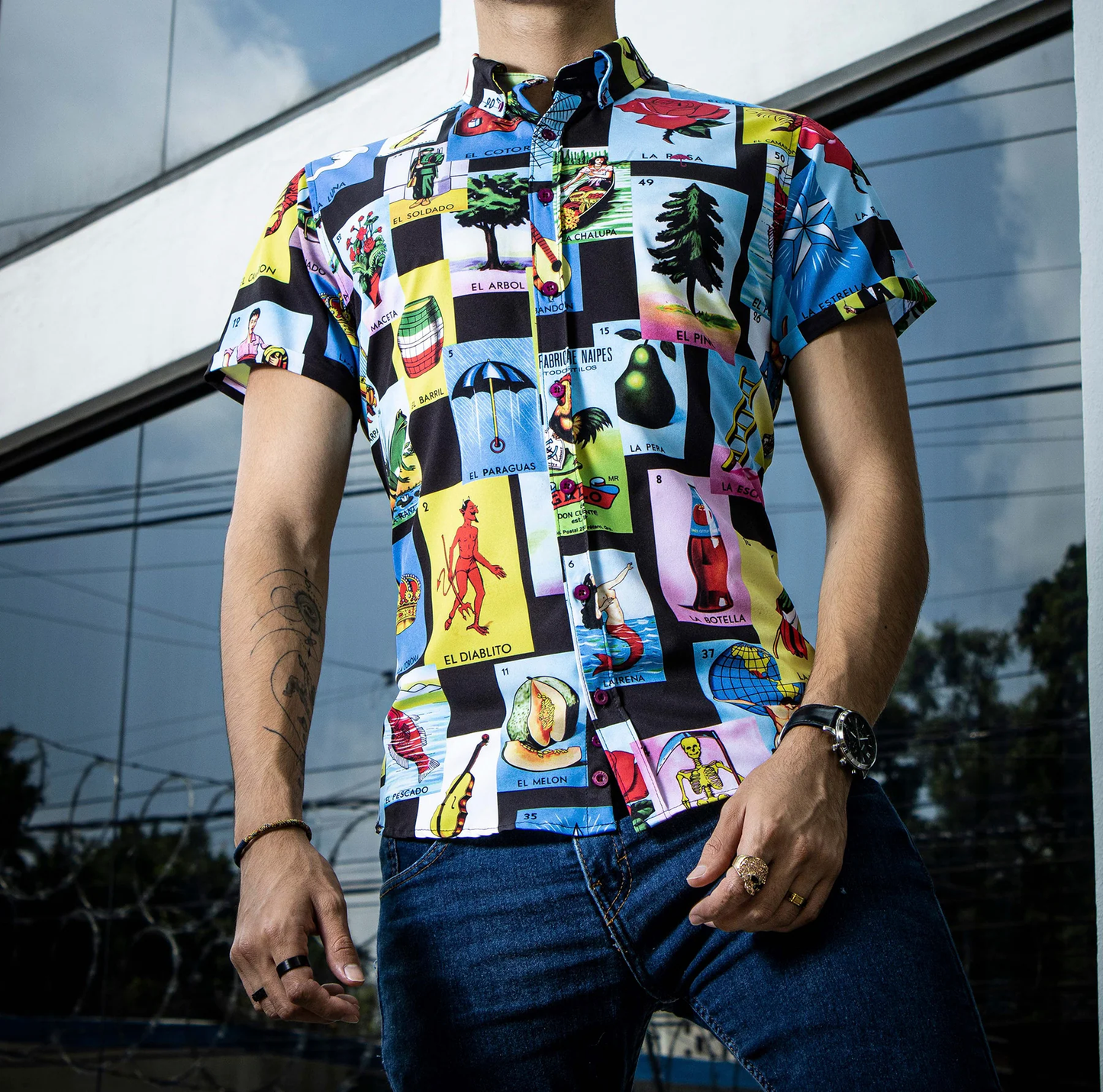 CAMISA HOMBRE CASUAL LOTERÍA MANGA CORTA