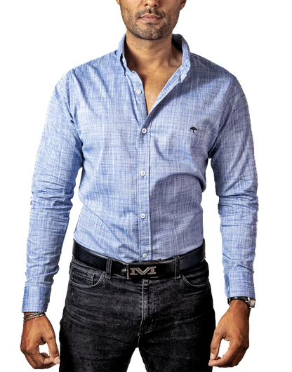 CAMISA HOMBRE CASUAL AZUL MARINO TEXTURIZADA