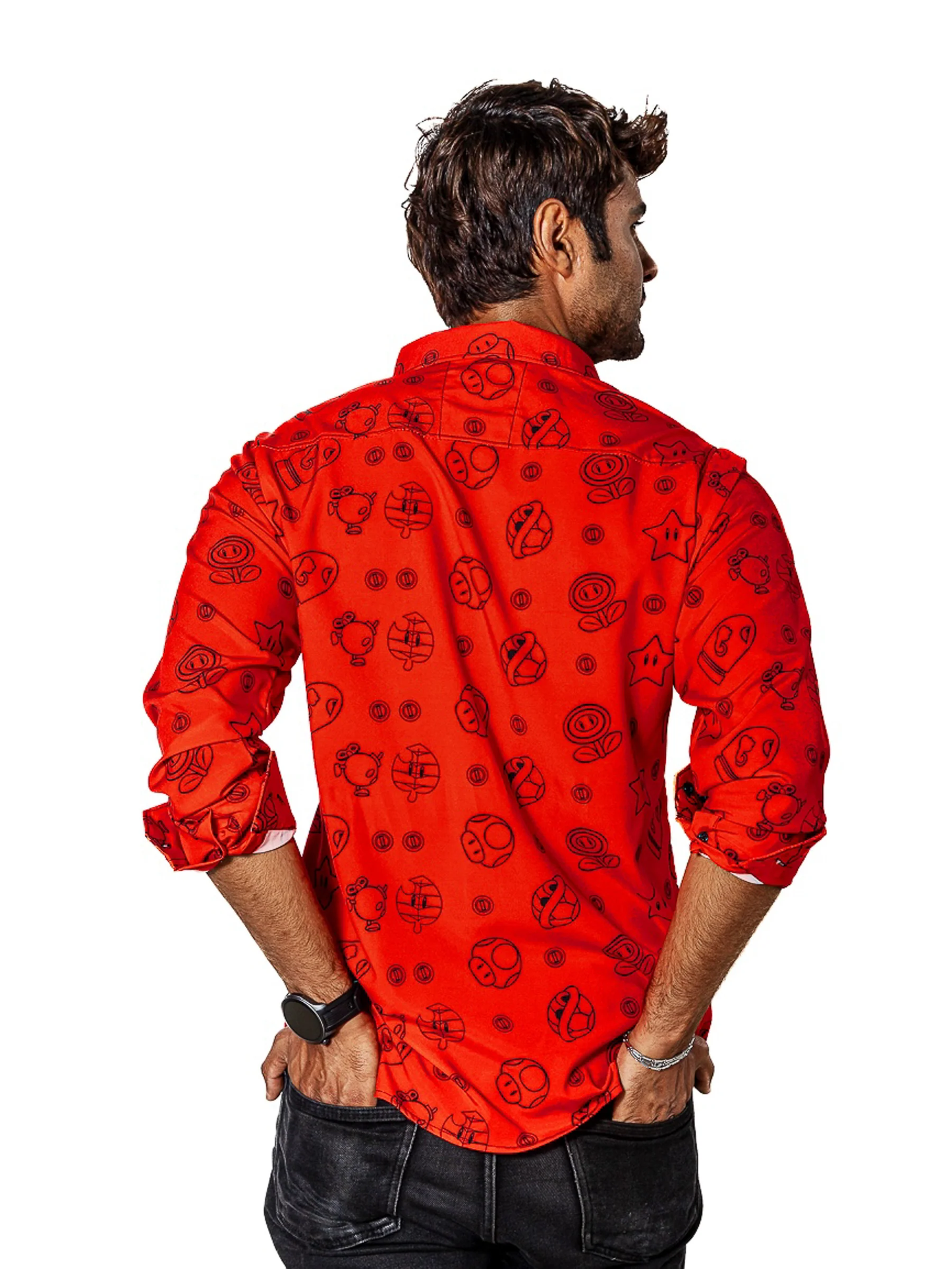 CAMISA HOMBRE CASUAL SLIM FIT ROJA MARIO BROS