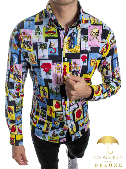 CAMISA HOMBRE CASUAL LOTERÍA MANGA LARGA